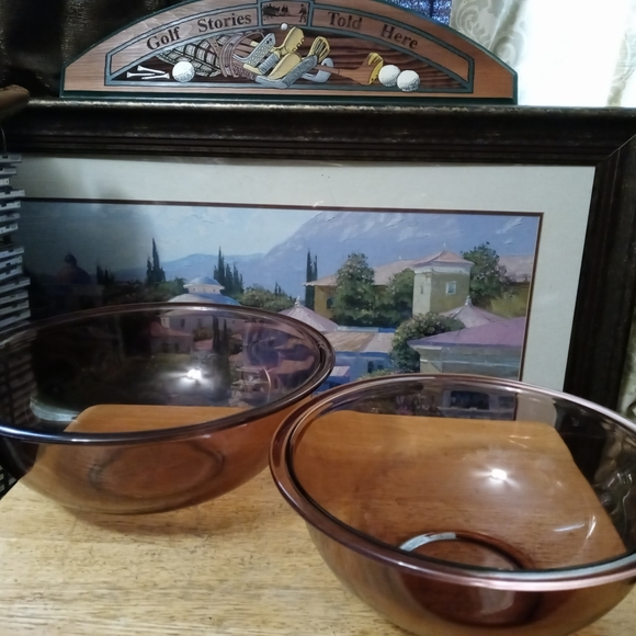 🍜2 Pyrex Set Amber Nesting Mixing Bowl🇺🇸🍲12"+10",Nice Vintage,A Nice Gift.🎁 - Picture 14 of 14